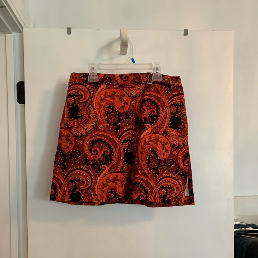 Y2K orange paisley skort